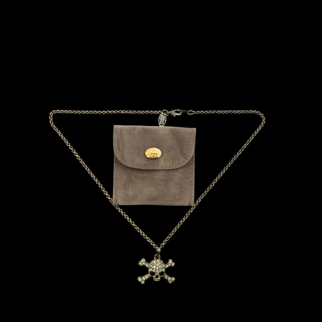 Vivienne Westwood Black Rhinestone Skull Necklace